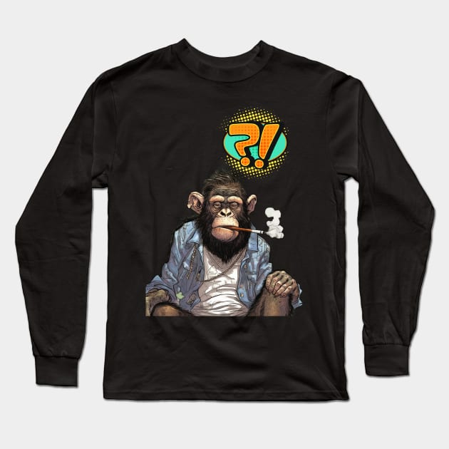 Stoned Monkey !? Monkey Thoughts Long Sleeve T-Shirt by FrogandFog